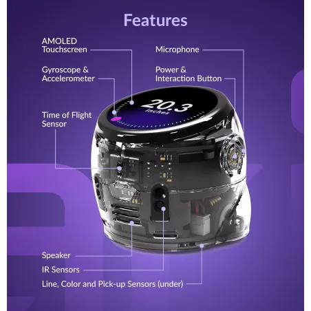 Ozobot Ari Entry Kit – Robot éducatif interactif avec écran tactile, capteurs ToF, accéléromètre, gyroscope et IA pour l’éducati