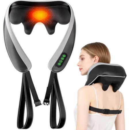 Massageur Cou 6D Shiatsu Chauffant Sans Fil - Soulagement Douleur