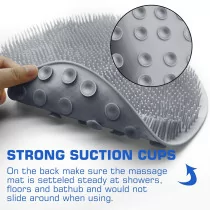 Shower Foot Scrubber Mat with Suction Cups – Exfoliating Back Washer