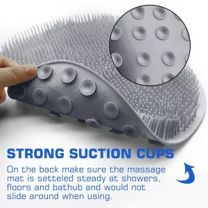 Shower Foot Scrubber Mat with Suction Cups – Exfoliating Back Washer