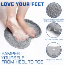 Shower Foot Scrubber Mat with Suction Cups – Exfoliating Back Washer