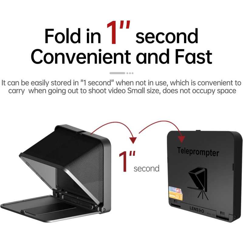 LENSGO Portable Teleprompter for iPad, Smartphone & DSLR – App Compatible