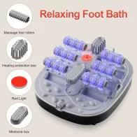 Collapsible Foot Spa Bath with Heat, Bubbles & Timer – Black