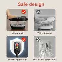 Collapsible Foot Spa Bath with Heat, Bubbles & Timer – Black