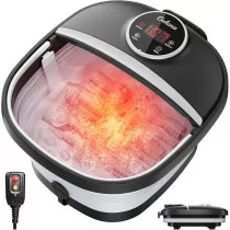 Collapsible Foot Spa Bath with Heat, Bubbles & Timer – Black