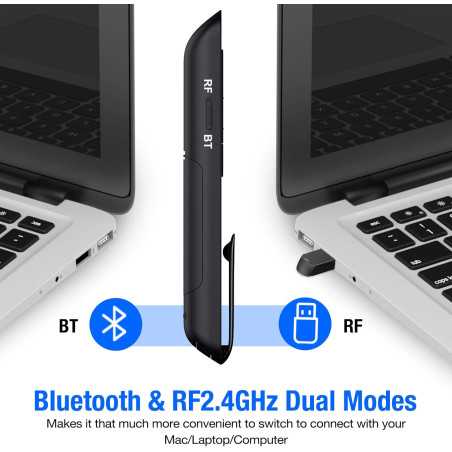 Clicker Présentation Bluetooth & RF 2.4GHz Sans Fil pour Mac