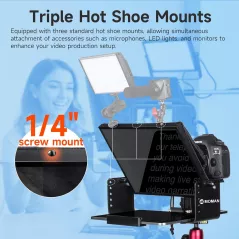 Moman 12 Metal Teleprompter for iPad with App Remote - DSLR & Smartphone