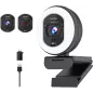 Webcam 4K avec anneau lumineux, autofocus, TOF, couverture privée, micro - 1080P 60FPS pour streaming