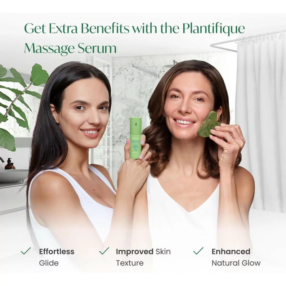 PLANTIFIQUE Jade Gua Sha Tool | Face Sculpting & Jawline Massage Gift