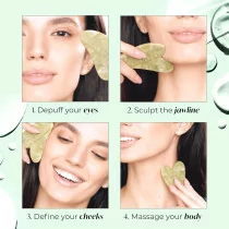 PLANTIFIQUE Jade Gua Sha Tool | Face Sculpting & Jawline Massage Gift