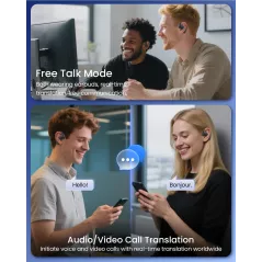 Écouteurs Traduction AI 164 Langues, 80H Autonomie Bluetooth