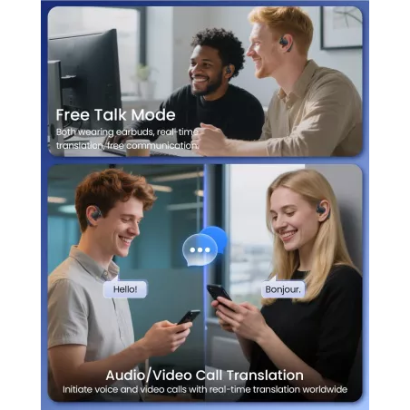 Écouteurs Traduction AI 164 Langues, 80H Autonomie Bluetooth
