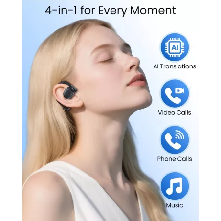 Écouteurs Traducteurs AI Bluetooth K08 – Traduction Instantanée 164 Langues, 80H Autonomie, Noir