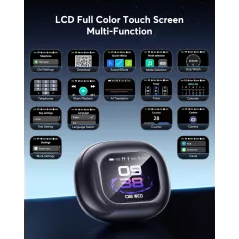 Oreillettes Traductrices AI Temps Réel 188 Langues, Bluetooth 6.1, Écran Tactile LCD, Voyage & Réunions