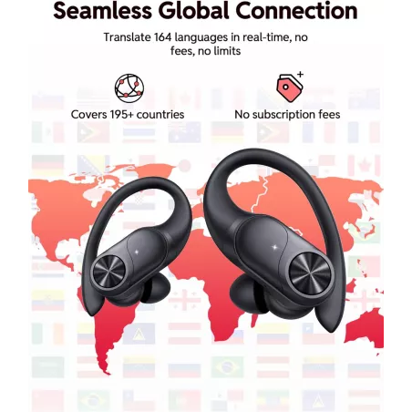 PocBuds Écouteurs Bluetooth Sans Fil 80h Autonomie Charge Sans Fil Affichage Numérique IPX7 Noir