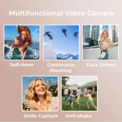 Caméra Vidéo Numérique 1080P 18X Zoom, Écran Rotatif 3, Anti-Tremblement, 48MP, Vlogging, 32GB + Batterie