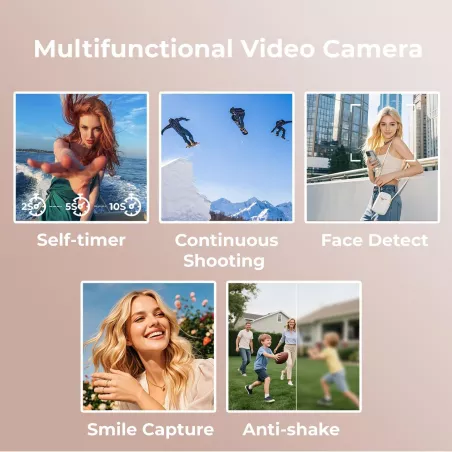Caméra Vidéo Numérique 1080P 18X Zoom, Écran Rotatif 3, Anti-Tremblement, 48MP, Vlogging, 32GB + Batterie