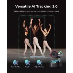 OBSBOT Tiny 3 Webcam 4K AI PTZ, Audio Spatial, Capteur 1/1.28, Micro Tri, Contrôle Voix & Gestes, 120FPS HDR