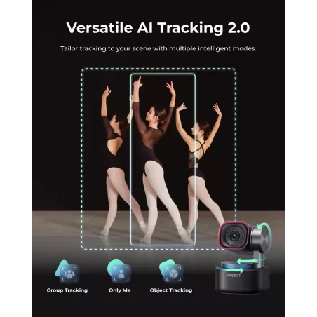OBSBOT Tiny 3 Webcam 4K AI PTZ, Audio Spatial, Capteur 1/1.28, Micro Tri, Contrôle Voix & Gestes, 120FPS HDR