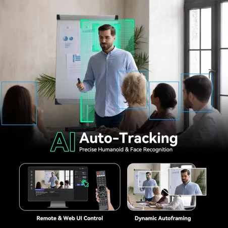 Caméra PTZ 4K Tenveo NDI AI 20X Zoom pour Streaming Live