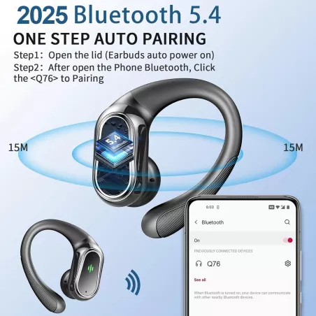 Écouteurs Sans Fil 2026 Bluetooth 5.4 Sport IP7 avec Micro