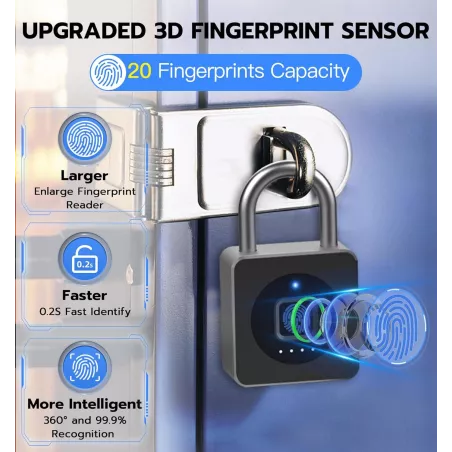Cadenas Biométrique eLinkSmart Bluetooth - Sans Clé, Étanche
