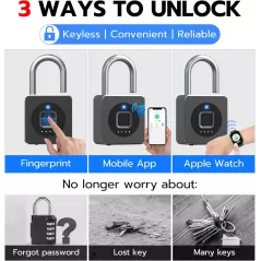 eLinkSmart Cadenas Biométrique Sans Clé, Bluetooth, Résistant Intempéries pour Casier Gym, Clôture, Extérieur