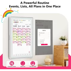 Calendrier numérique tactile 21,5 Full HD, planner mural intelligent avec lumière LED, organisation familiale optimale