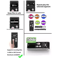 Enregistreur Vocal Numérique 16GB Rechargeable USB Lectures