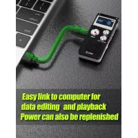 Enregistreur vocal numérique 16GB rechargeable USB pour conférences avec lecture, dictaphone compact amélioré