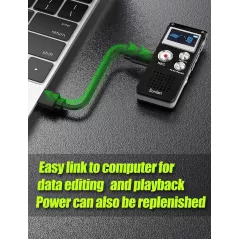 Enregistreur vocal numérique 16GB rechargeable USB pour conférences avec lecture, dictaphone compact amélioré