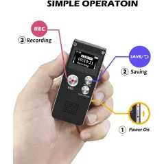 Digital Voice Recorder 16GB | USB Rechargeable Dictaphone for Lectures