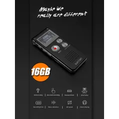 Digital Voice Recorder 16GB | USB Rechargeable Dictaphone for Lectures