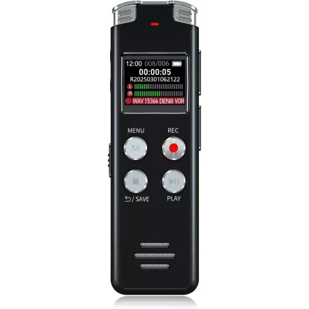 Enregistreur Vocal Numérique 64GB avec Lecture, Activation Vocale, USB, Mini Portable pour Réunions & Interviews