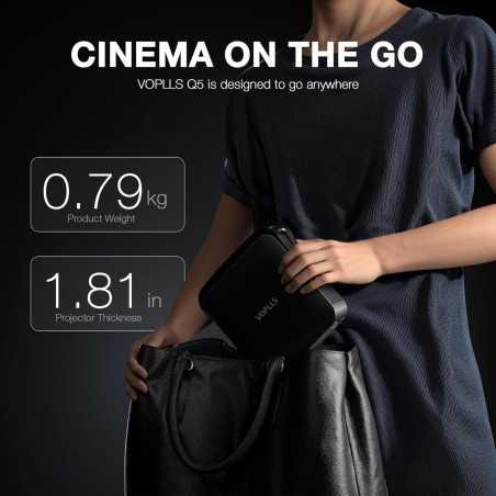 VOPLLS 1.81 Thinnest Smart Mini Projector 1080P WiFi Bluetooth Auto Focus Keystone 4K Support