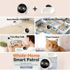 1080P Pet Camera Robot with Night Vision, 2-Way Talk & Auto-Recharge