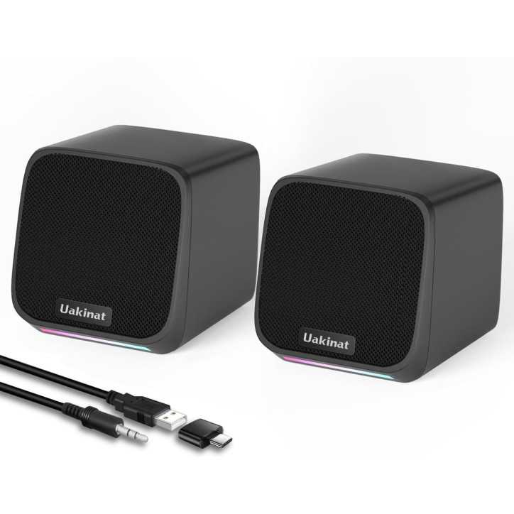 USB Powered Desktop Computer Speakers with 3.5mm Aux - Small PC Speakers for Desktop