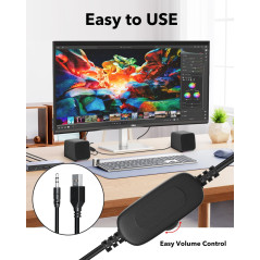 Compact USB Powered Desktop Computer Speakers with 3.5mm Aux Input