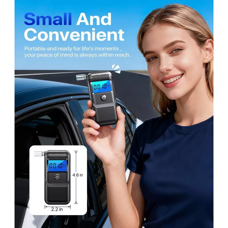 Portable Alcohol Breathalyzer with LCD Display – Includes 10 Mouthpieces