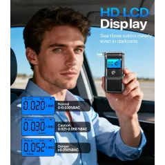 Alcoomètre Numérique Portable avec Écran LCD, 10 Embouts, Testeur d'Alcool pour Usage Domestique et Fêtes