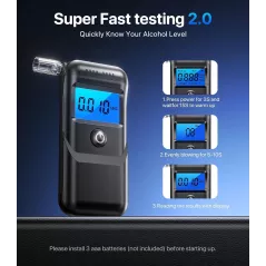 Portable Alcohol Breathalyzer with LCD Display – Includes 10 Mouthpieces