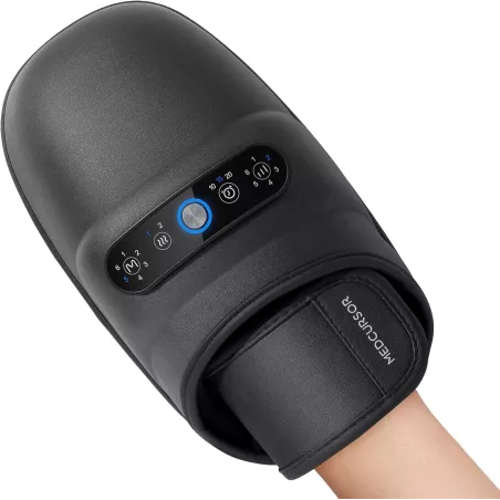 Medcursor Masseur de Main Rechargeable avec Chaleur et Compression - Soulagement Douleur Poignet et Doigts