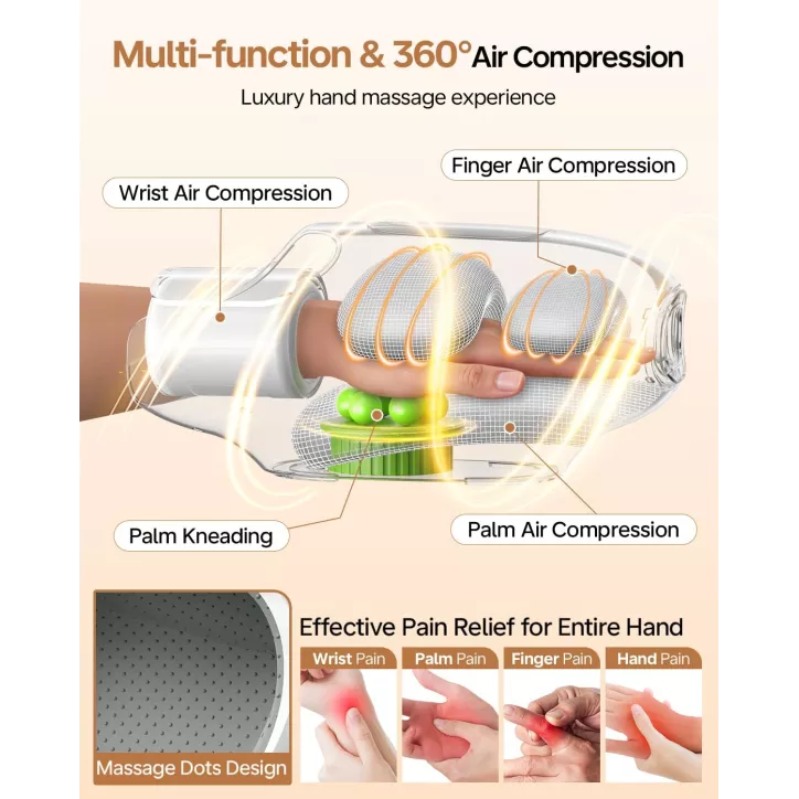 Hand Massager with Heat & Compression, 9 Modes, Hot & Cold, Full Hand Relief for Arthritis & Carpal Tunnel