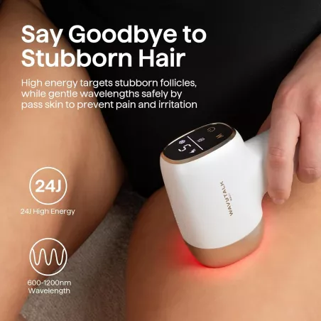 Appareil d'épilation IPL Wavytalk, corps complet en 12 min, indolore, double impulsion 24J, refroidissement glace