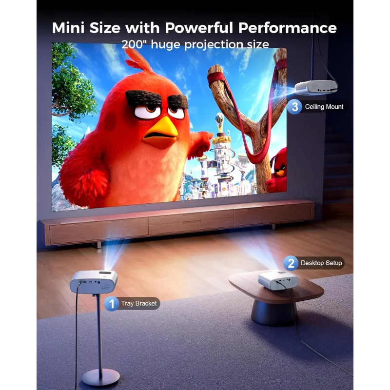 ELEPHAS Mini Projector 7000L – Portable 1080P HD for iPhone & Android
