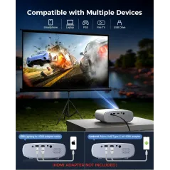 ELEPHAS Mini Projector 7000L – Portable 1080P HD for iPhone & Android