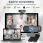 Webcam 1080P HD USB avec Micro, Anti-Bruit & Protection Privacy