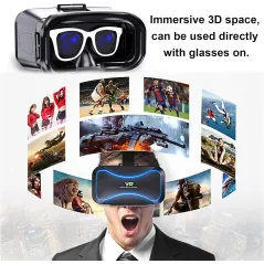 3D VR Headset Glasses, Anti-Blue Light, Adjustable, Compatible with iPhone & Android 4.5”-6.7” Phones
