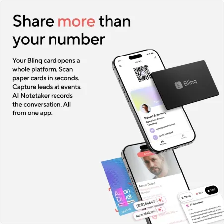 Blinq Carte de Visite Digitale NFC - Partage Instantané par Tap - Compatible iPhone & Android (Noir)