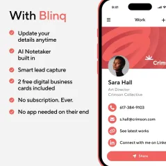 Blinq NFC Digital Business Card - Instant Tap Share, iPhone & Android